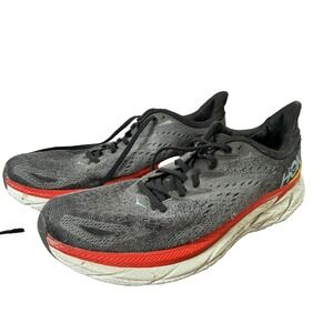 Hoka Clifton 8 Running Shoes Men's US 13D Grey Black Red Yellow
